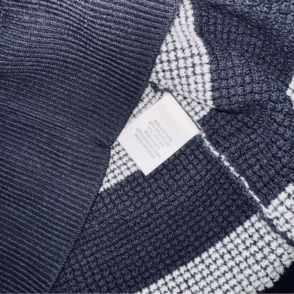 Market & Spruce Striped Navy and Cream Sweater XL Textured Knit Long Sleeve Top - Picture 6 of 6